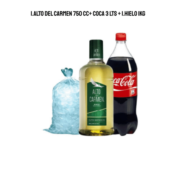 1 Alto del Carmen 750ml+1 Coca 3Lts + 1 Hielo 1kg